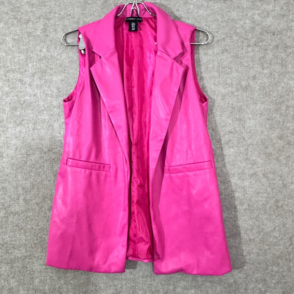 Sincerely Jules Faux Leather Vest Womens Medium Pink Longline Barbiecore Chic